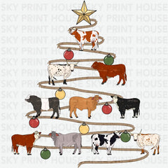 Cow Christmas Tree - Christmas Ready to Press DTF Transfer