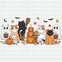 Cute Halloween Cats Trick or Treat Cat- Ready to Press DTF Transfer