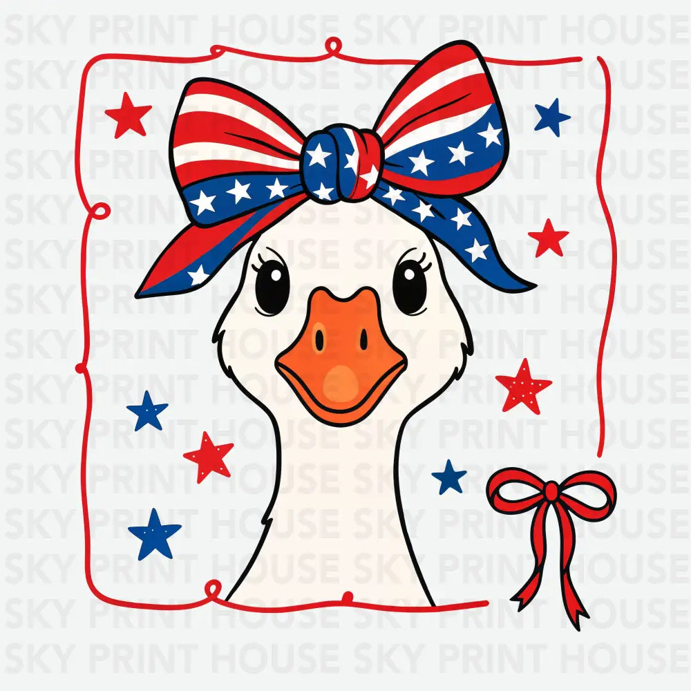 Duck With USA Flag Bandana 4th of July Ready to Press DTF Transfer