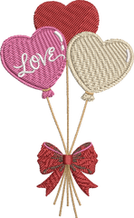 Valentines Day Love Heart Balloons - Embroidery Design