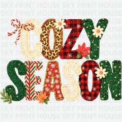 Faux Yarn Cozy Season Christmas - Christmas Ready to Press DTF Transfer