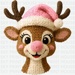 Faux Yarn Crochet Reindeer - Christmas Ready to Press DTF Transfer
