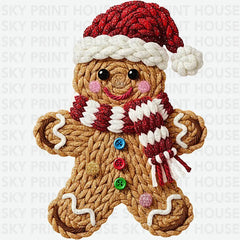 Faux Yarn Gingerbread Man - Christmas Ready to Press DTF Transfer