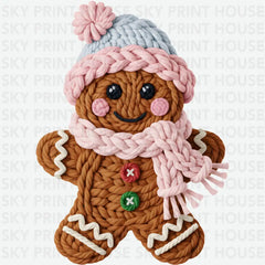 Faux Yarn Gingerbread Man - Christmas Ready to Press DTF Transfer