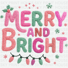 Faux Yarn Merry And Bright - Christmas Ready to Press DTF Transfer