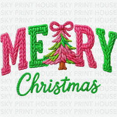 Faux Yarn Merry Christmas - Christmas Ready to Press DTF Transfer