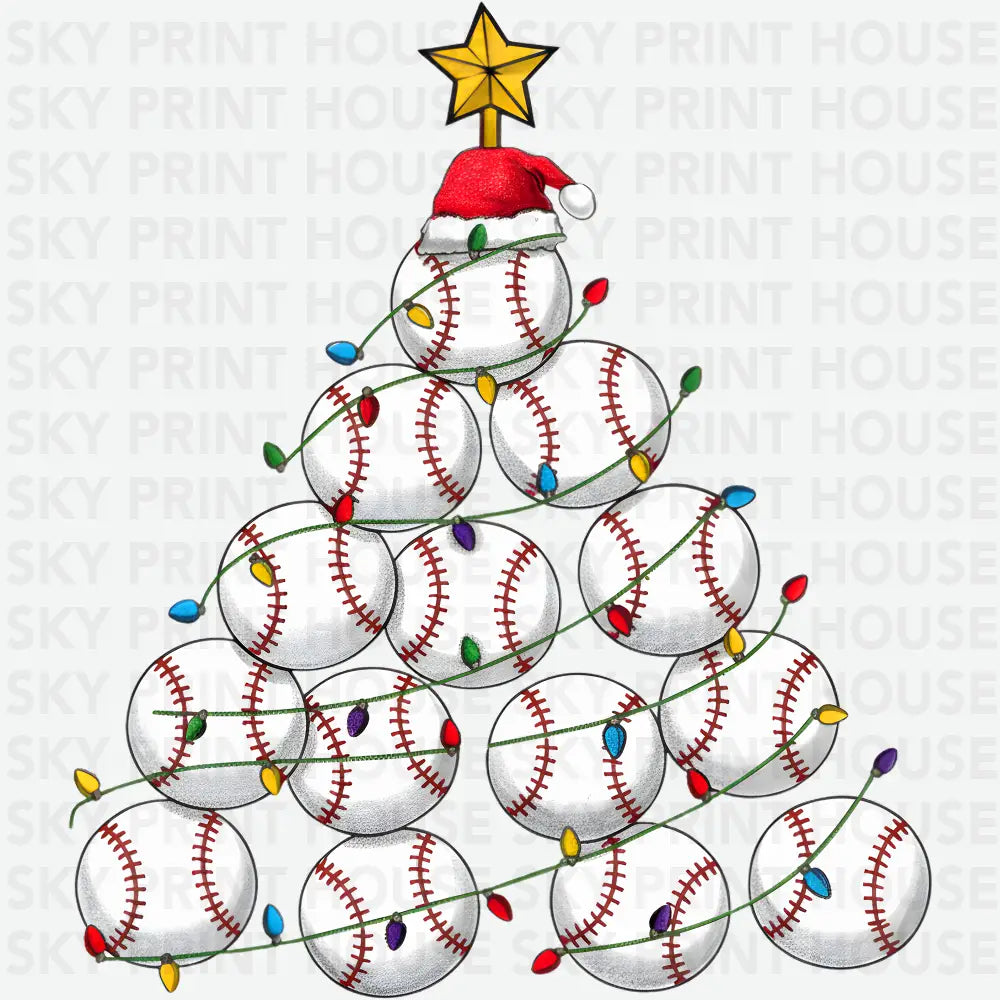 Funny Baseball Christmas Tree - Christmas Ready to Press DTF Transfer