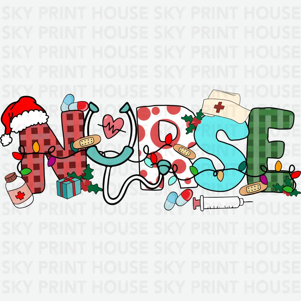Funny Christmas Nurse - Christmas Ready to Press DTF Transfer
