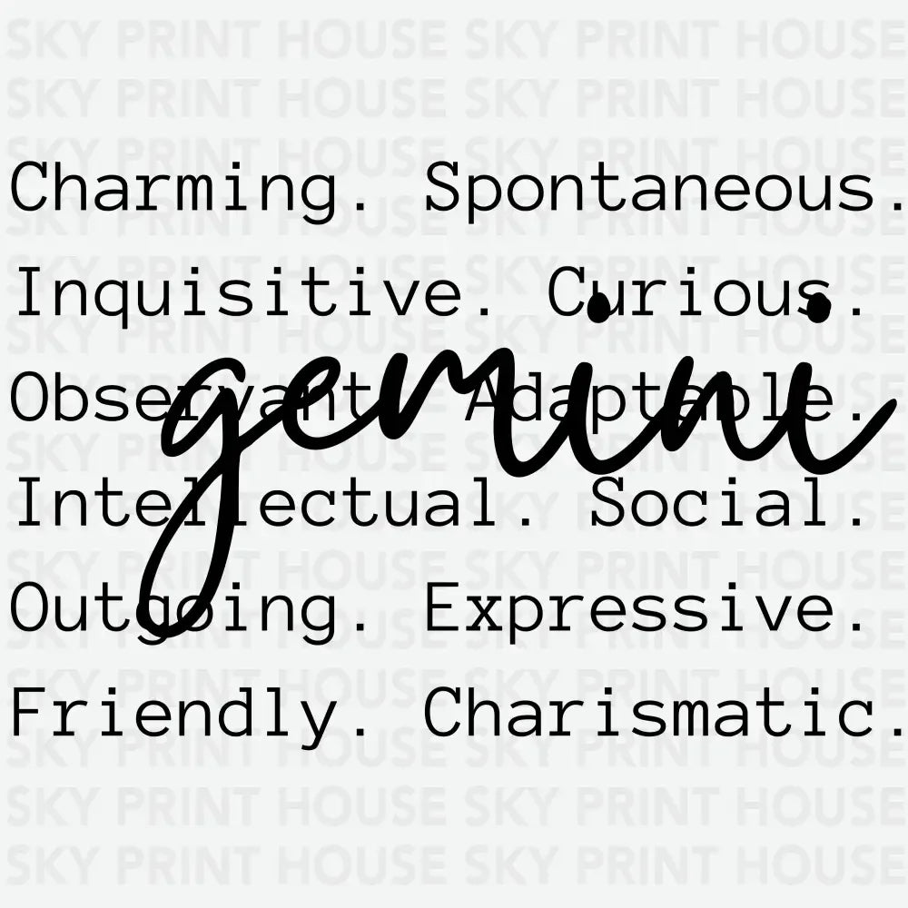 Gemini Qualities Zodiacs And Horoscopes Ready to Press DTF Transfer