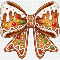 Gingerbread Coquette Bow Christmas - Christmas Ready to Press DTF Transfer