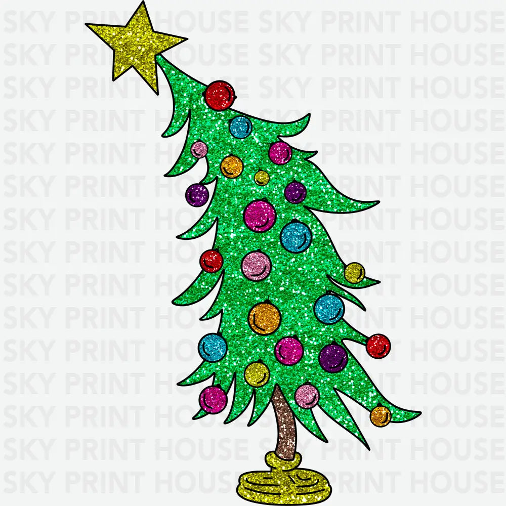 Glitter Christmas Tree - Christmas Ready to Press DTF Transfer