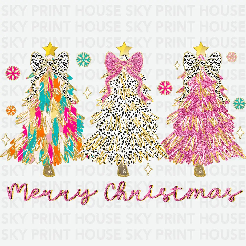 Glitter Christmas Trees - Christmas Ready to Press DTF Transfer