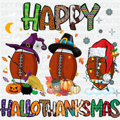 Happy HalloThankMas Christmas Ready to Press DTF Transfer