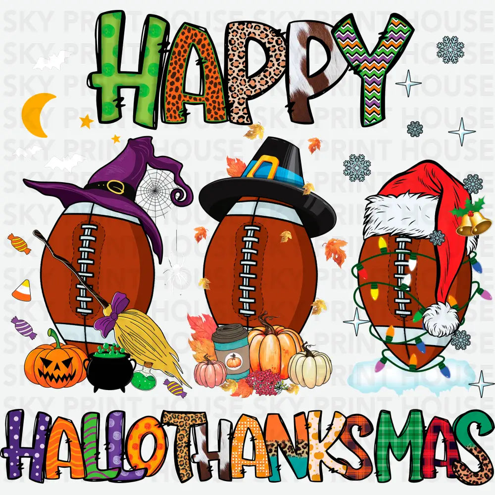 Happy HalloThankMas Halloween Ready to Press DTF Transfer
