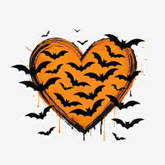 Heart Bats Halloween Ready to Press DTF Transfer