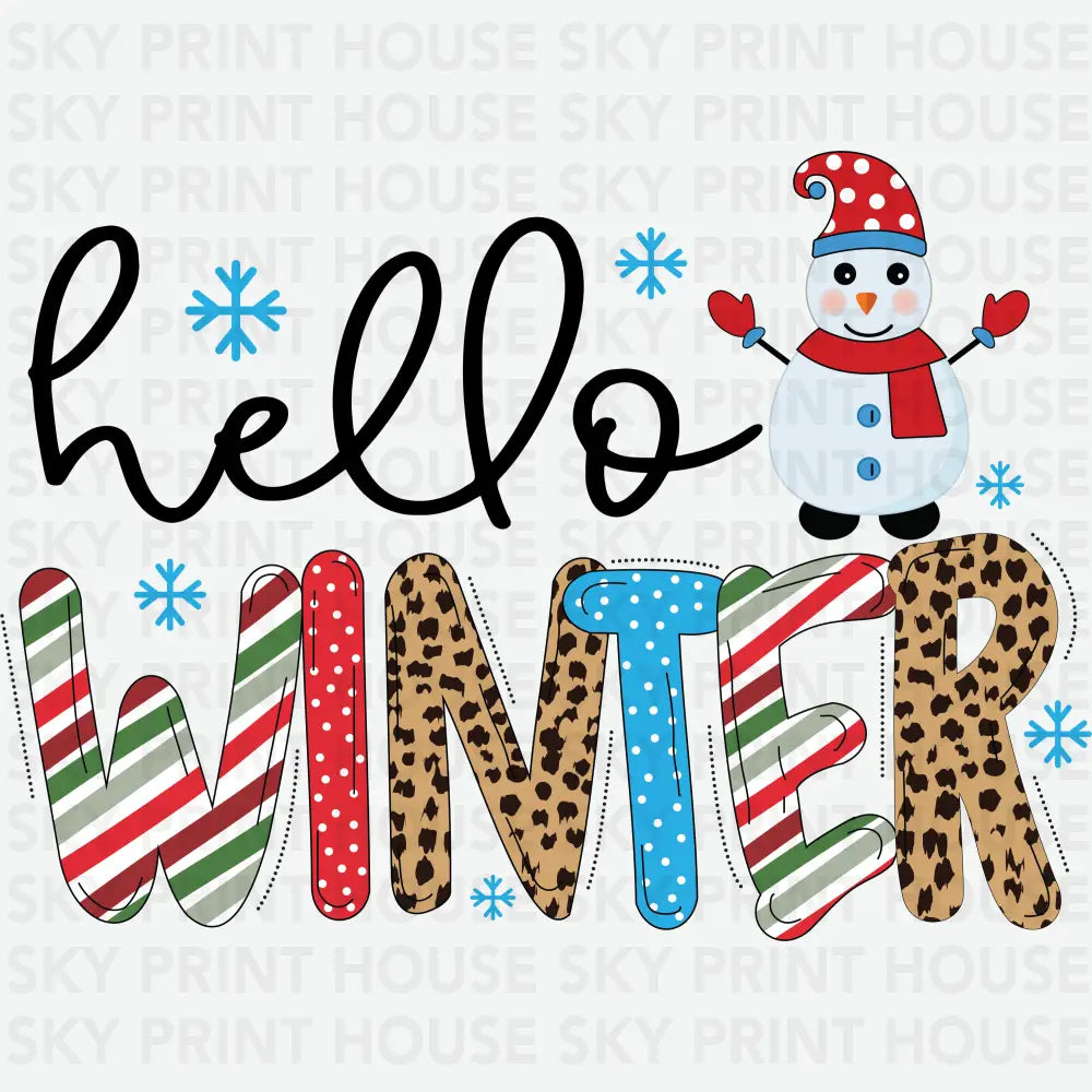 Hello Winter - Christmas Ready to Press DTF Transfer