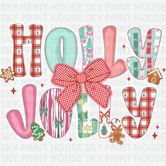 Holly Jolly Bow - Christmas Ready to Press DTF Transfer