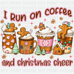 I Run On Coffee and Christmas Cheer Gingerbread Mug Design – Christmas Ready to Press DTF Transfer