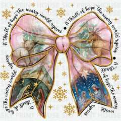 Jesus Christmas Coquette Bow - Christmas Ready to Press DTF Transfer