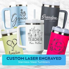 Custom Tumbler Personalized Laser Engraved Tumbler 40oz