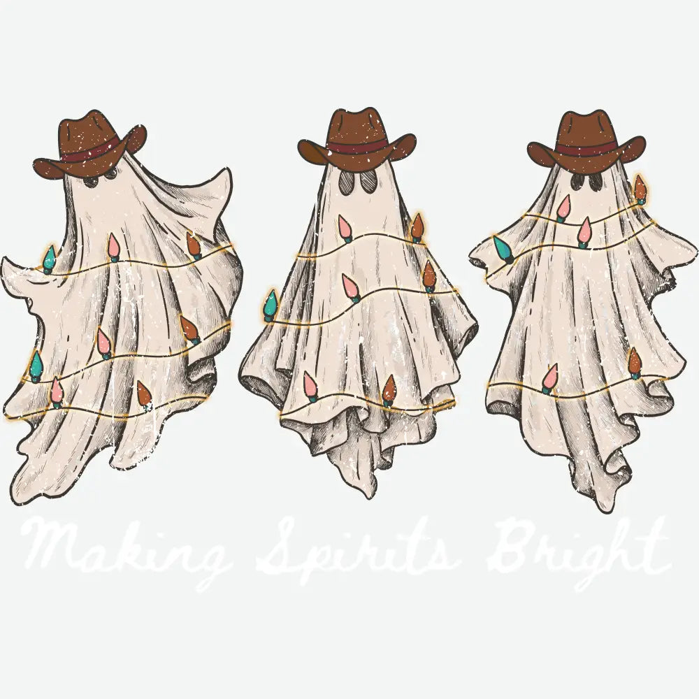 Making Spirits Bright Cowboy Ghosts Halloween Ready to Press DTF Transfer