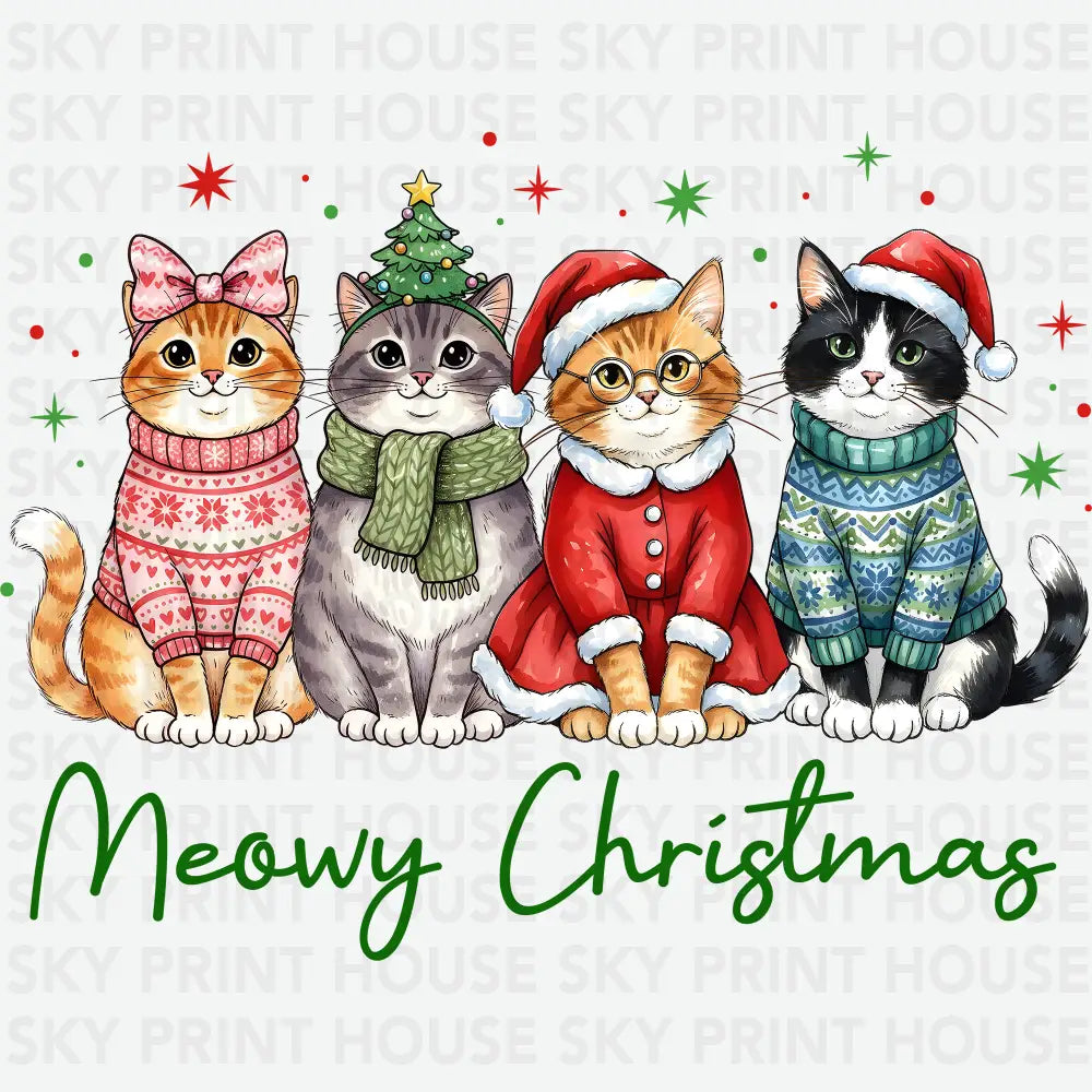 Meowy Christmas - Christmas Ready to Press DTF Transfer