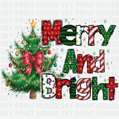 Merry And Bright - Christmas Ready to Press DTF Transfer