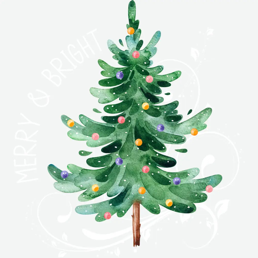Merry And Bright Tree - Christmas Ready to Press DTF Transfer