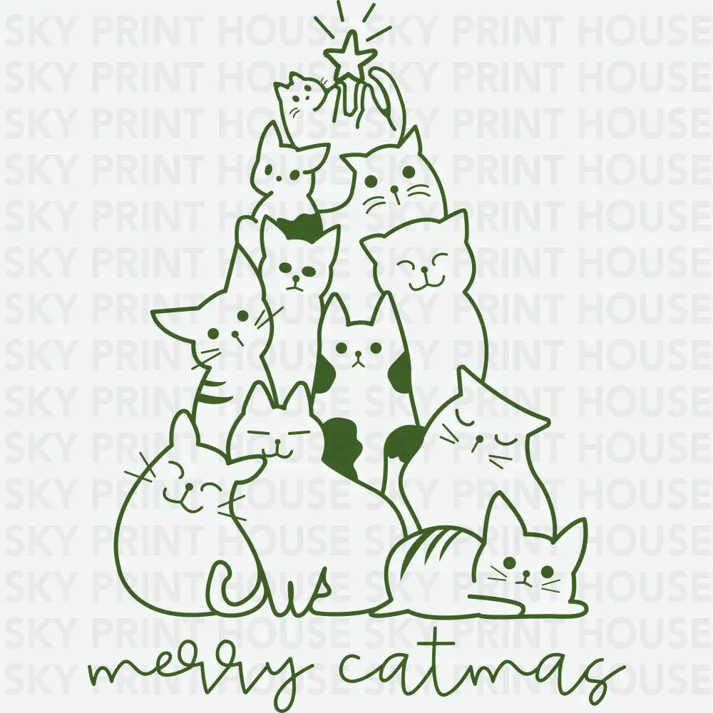 Merry Catmas - Christmas Ready to Press DTF Transfer