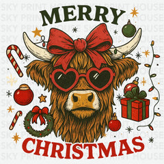 Merry Christmas Cow - Christmas Ready to Press DTF Transfer