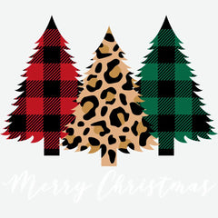 Merry Christmas Plaid And Leopard Trees - Christmas Ready to Press DTF Transfer