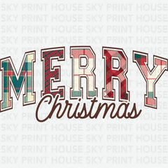 Merry Christmas Plaid- Christmas Ready to Press DTF Transfer