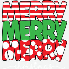 Merry Merry Merry Christmas- Christmas Ready to Press DTF Transfer
