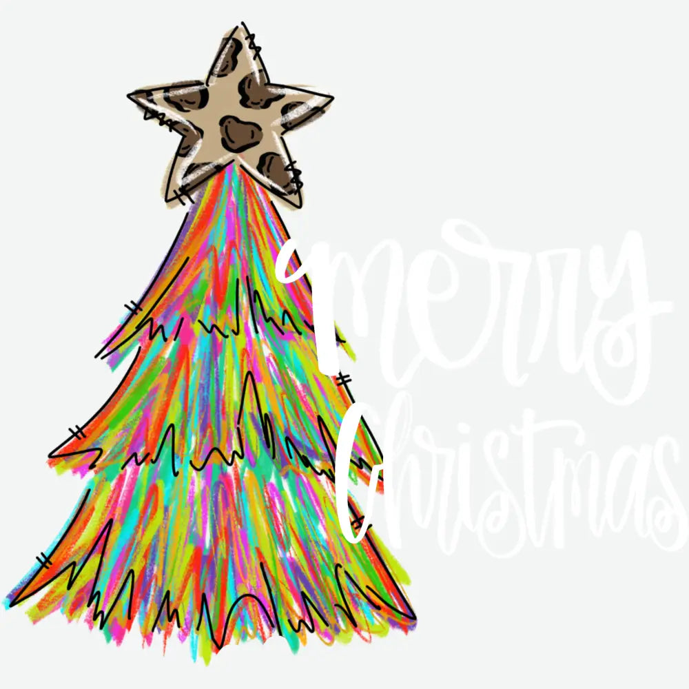 Merry Christmas Tree Colorful - Chirstmas Ready to Press DTF Transfer