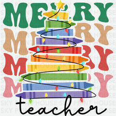 Merry Teacher - Christmas Ready to Press DTF Transfer