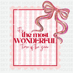 Most Wonderful Time Stamp Bow Design – Christmas Ready to Press DTF Transfer