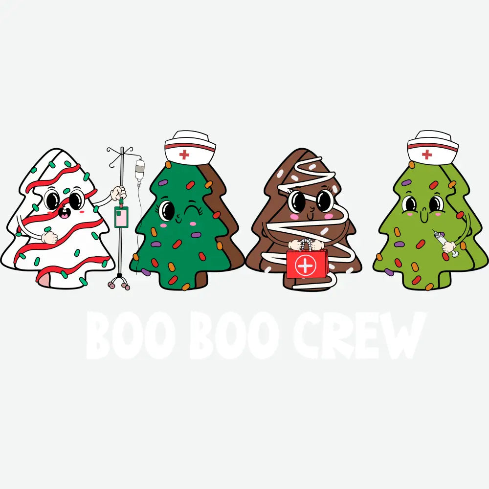 Nurse Boo Boo Crew Christmas Tree Cake - Christmas Ready to Press DTF Transfer