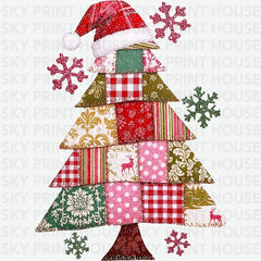 Patchwork Christmas Tree - Christmas Ready to Press DTF Transfer
