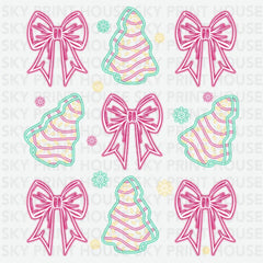 Pink Christmas Bow- Christmas Ready to Press DTF Transfer