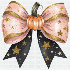 Pumpkin Bow Halloween Ready to Press DTF Transfer
