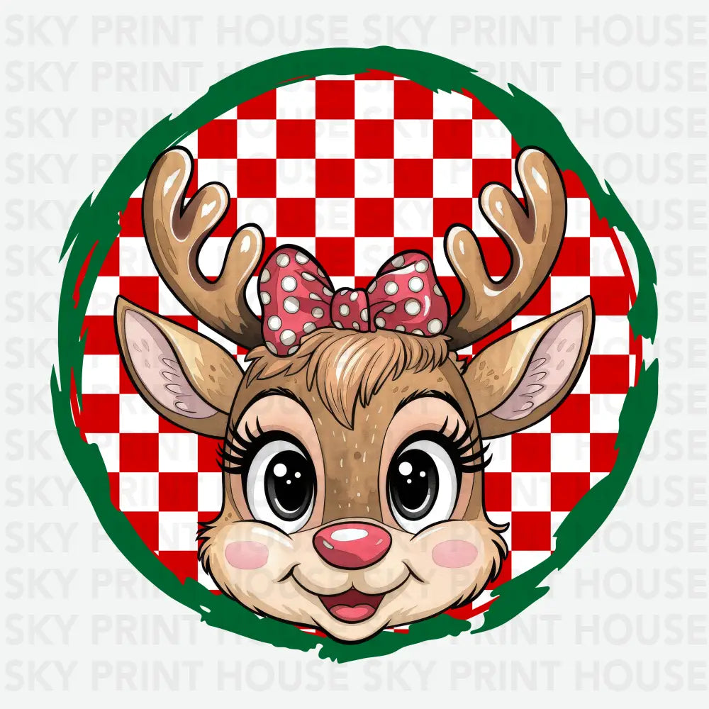 Retro Christmas Reindeer - Christmas Ready to Press DTF Transfer