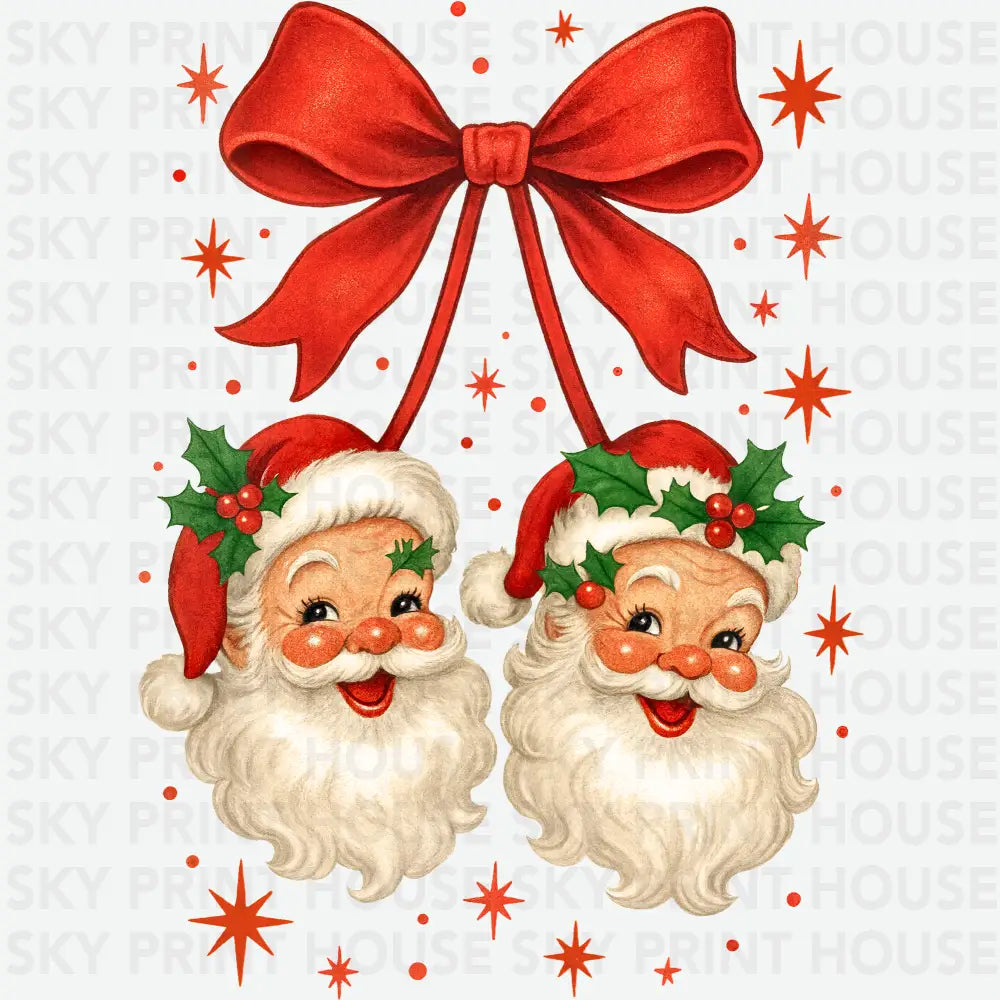 Santa Bow - Christmas Ready to Press DTF Transfer