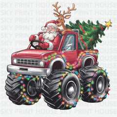 Santa Driving Monster Truck - Christmas Ready to Press DTF Transfer