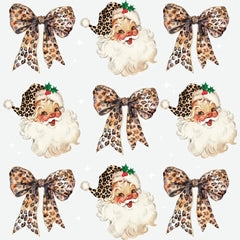 Santa Leopard Bow - Christmas Ready to Press DTF Transfer