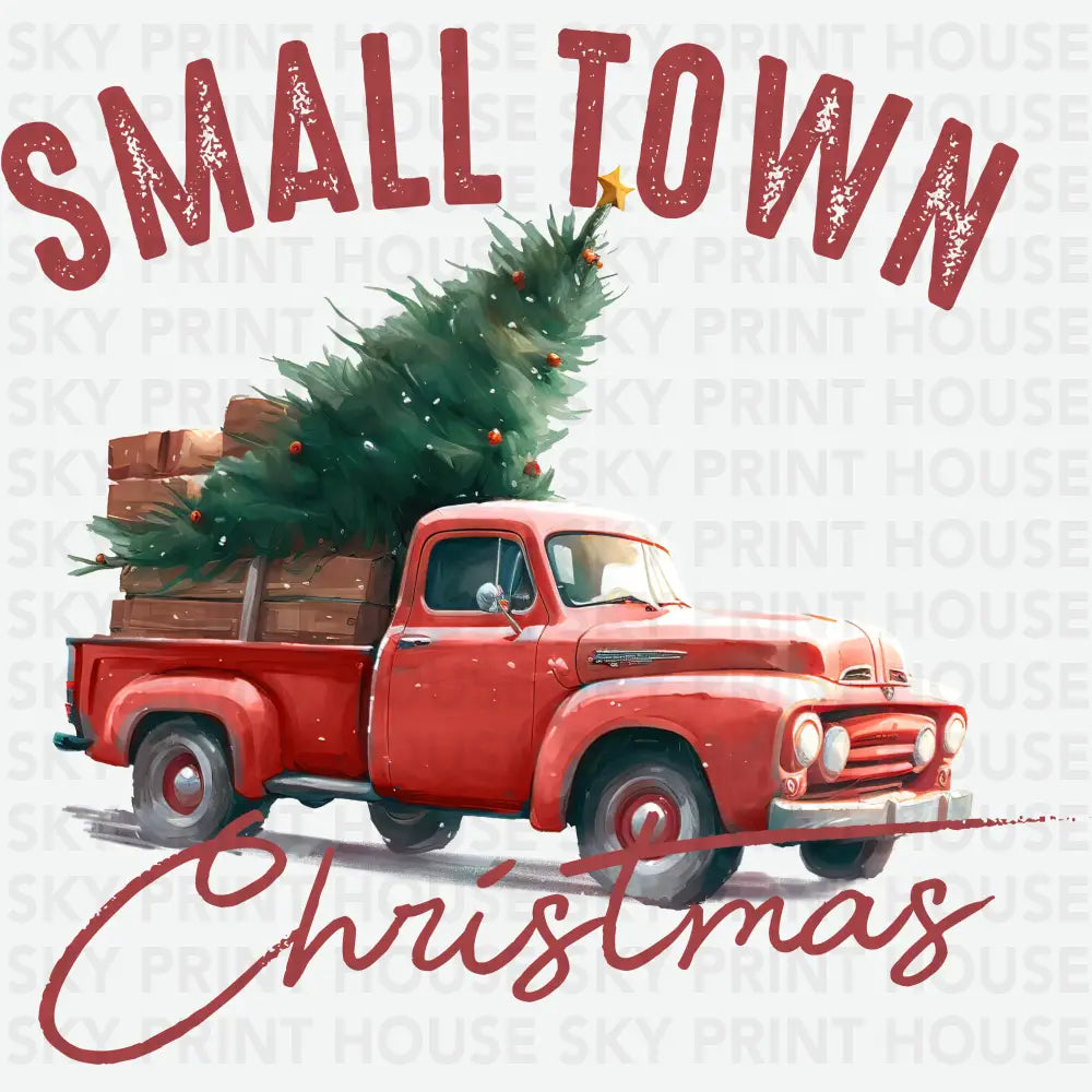 Small Town Christmas Red Car - Christmas Ready to Press DTF Transfer