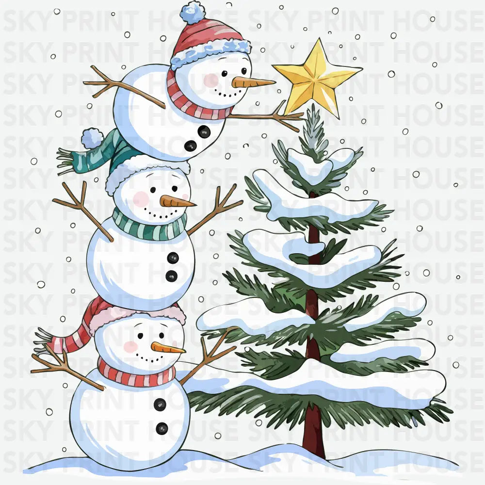 Snowman Christmas Tree - Christmas Ready to Press DTF Transfer
