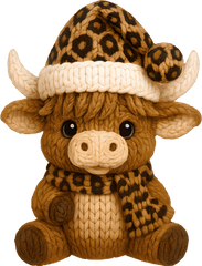 Faux Yarn Crochet Leopard Cow - Christmas Ready to Press DTF Transfer