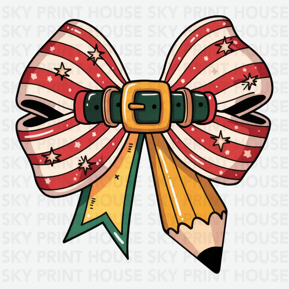 Teacher Bow - Christmas Ready to Press DTF Transfer
