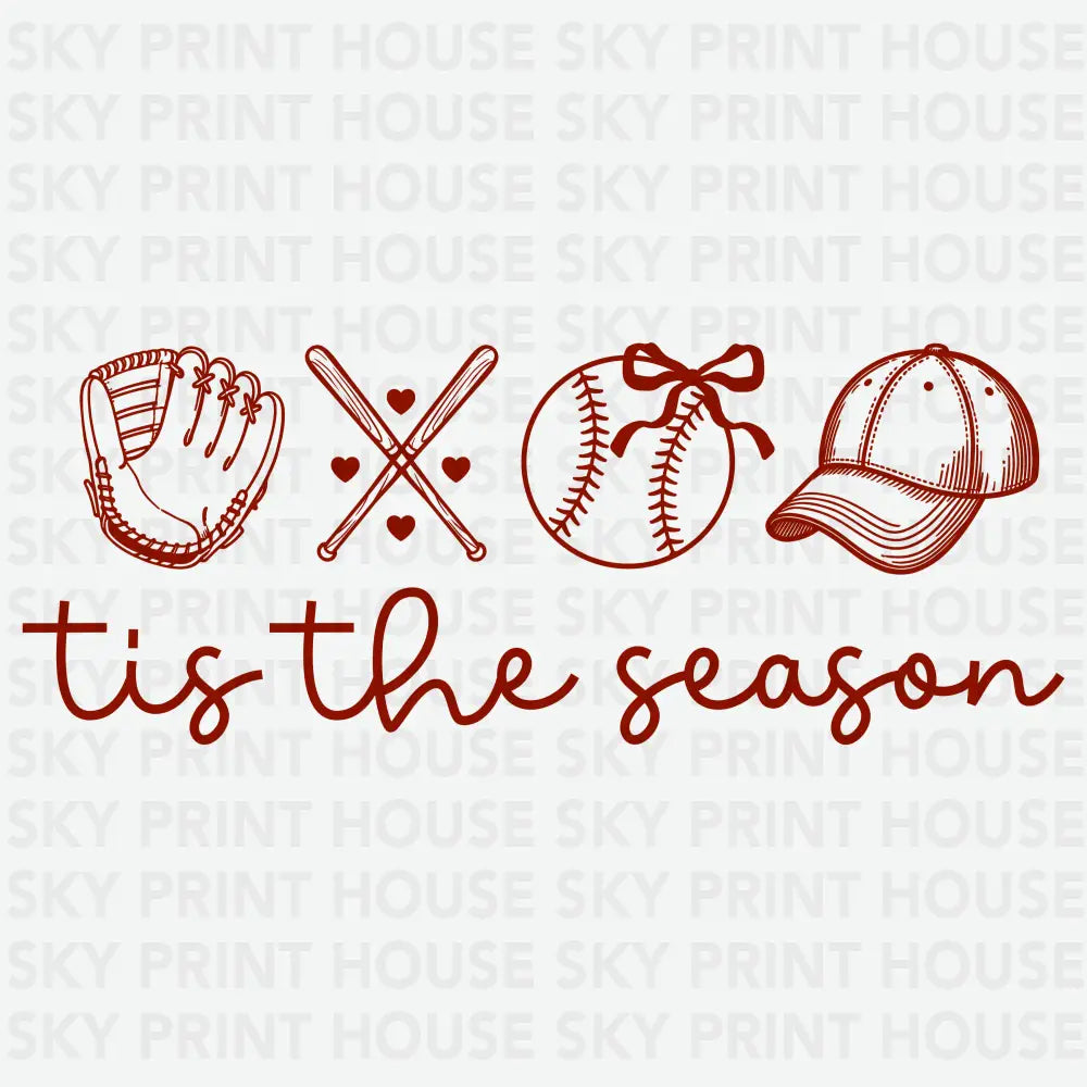 Tis The Season Baseball Elements Game Day Ready to Press DTF Transfer