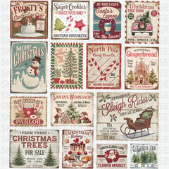 Vintage Christmas Sign Collage - Christmas Ready to Press DTF Transfer